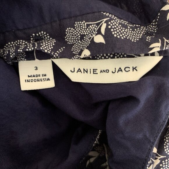 Janie & Jack Girls 3 3T Romper Jumpsuit Navy Blue Ruffle Summer Spring - Picture 2 of 16